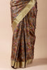 Brown Color Digital Printed Tussar Silk Saree