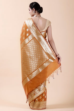 Mustard Colour Banarsi Silk Weaving Saree.