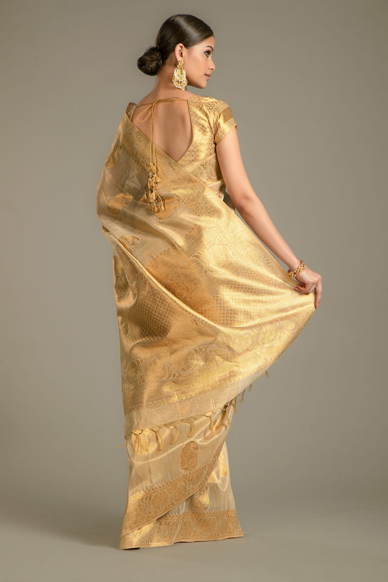 Golden Colour Tissue Silk Saree