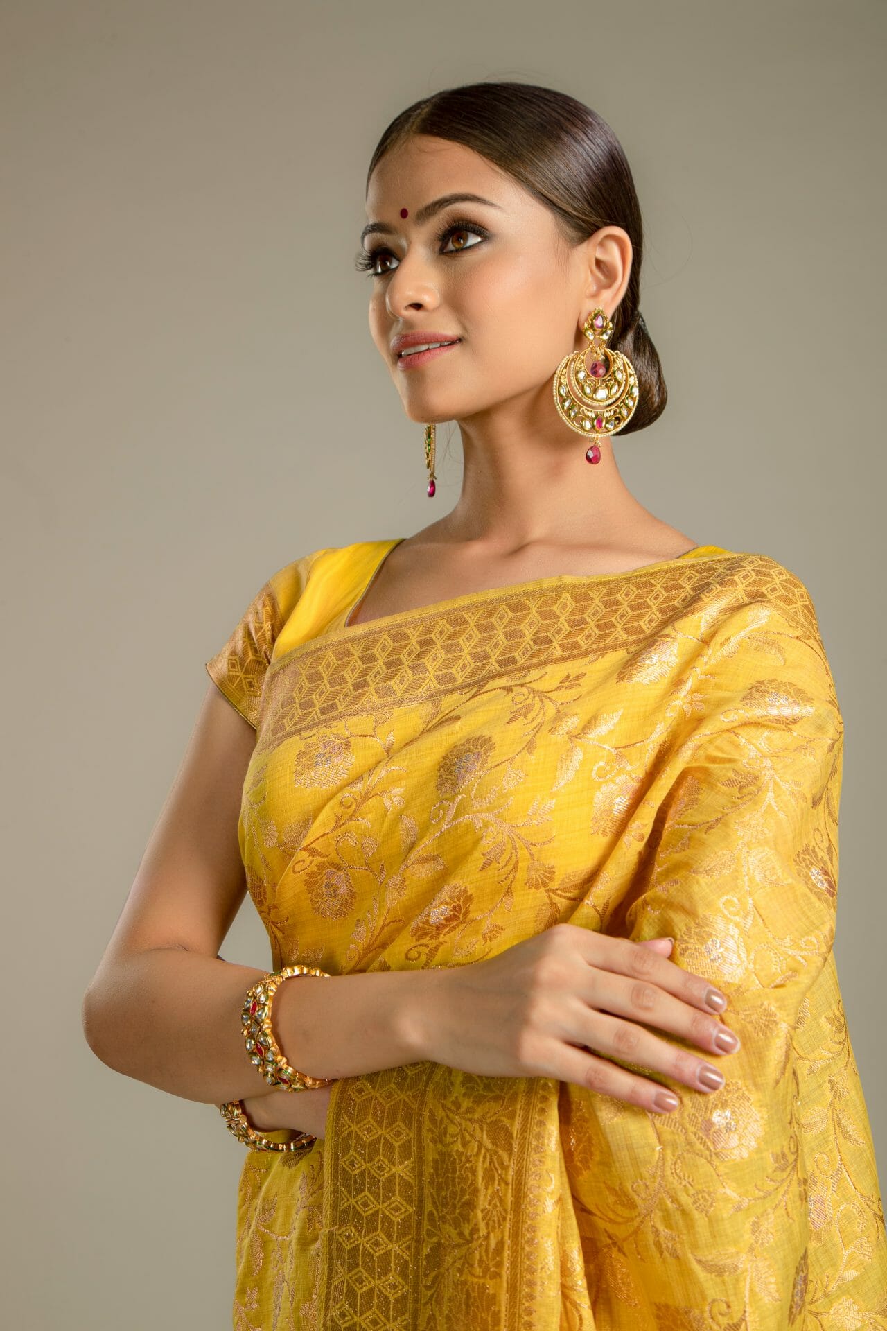Yellow Chanderi Silk Saree.