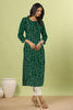 Bottle Green Color Bandhani Print Cotton Kurti