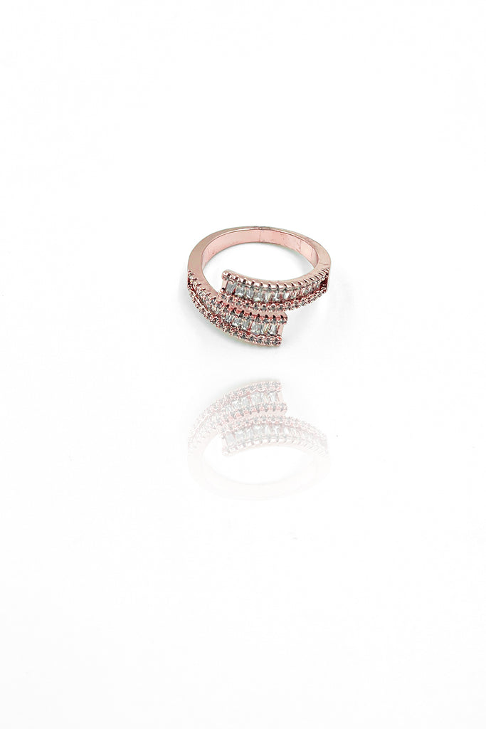 Copper Adjustable American Diamond Ring