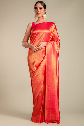 Fuchsia Pink Color Silk Saree.