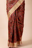 Rust Color Tussar Silk Digital Printed Saree