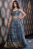 Blue Colour Chinon Silk Lehenga