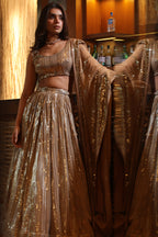 Fawn Color Sequins Georgette Lehenga