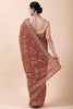 Rust Color Embroidered Saree