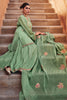 Sage Green Colour Embroidered Organza Unstitched Suit Material