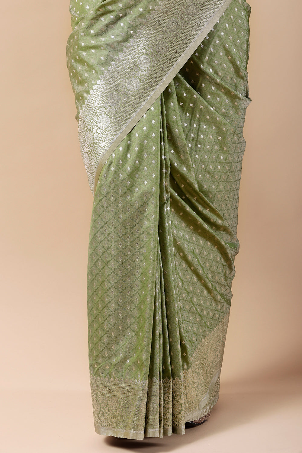 Sage Green Colour Banarsi Silk Weaving Saree.