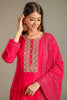 Cherry Red Embroidered Silk Suit With an Unstitched Salwar Fabric