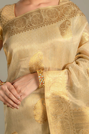 Golden Colour Tissue Silk Saree