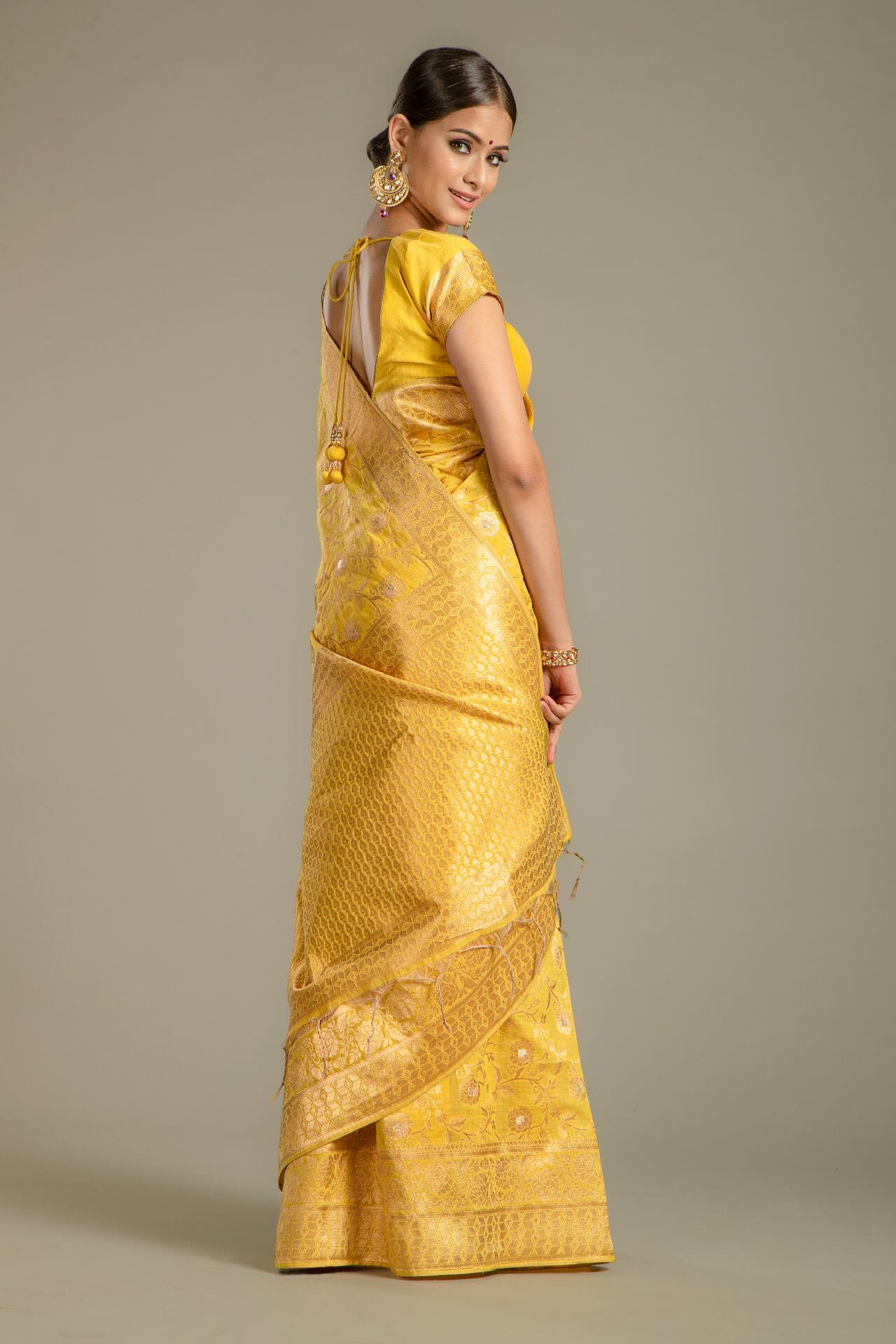 Yellow Chanderi Silk Saree.