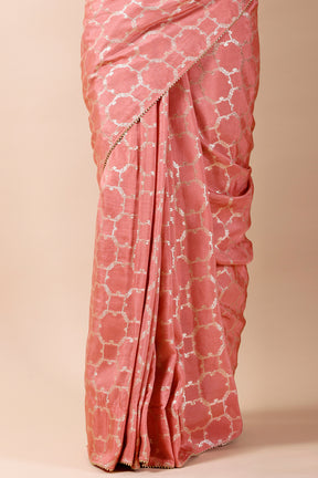 Peach Colour Weaving Silk Saree
