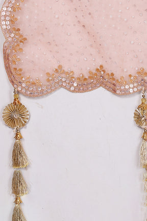 Peach Colour Organza Silk Saree