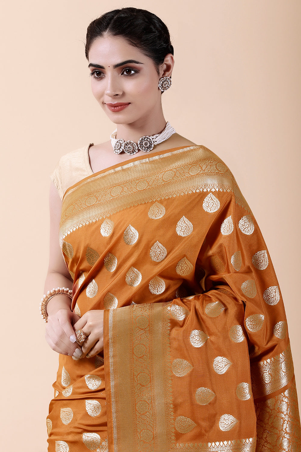 Mustard Colour Banarsi Silk Weaving Saree.