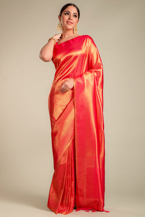 Fuchsia Pink Color Silk Saree.