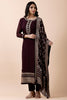 Dark Scarlet Color Organza Embroidered Suit