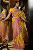 Mustard Colour Embroidery Silk Saree
