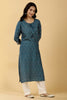 Teal Color Printed Cotton Kurta