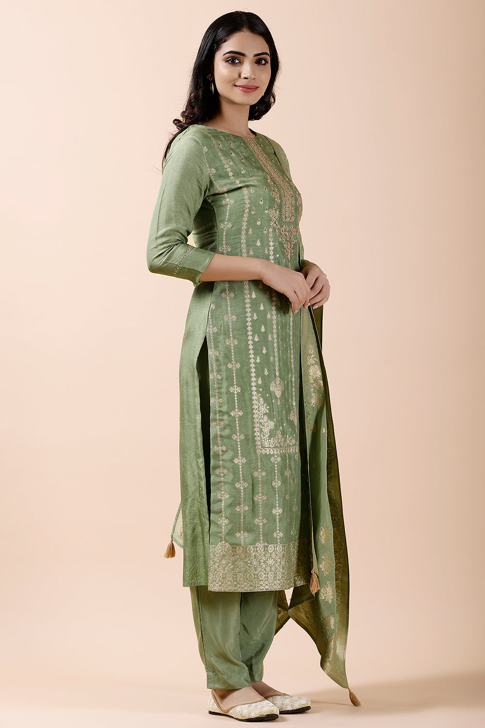 Pista Color Woven Silk Suit