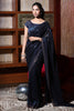 Navy Blue Color Embroidered Georgette Saree