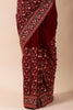 Drak Scarlet Color Embroidered Georgette Saree