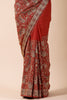 Rust Color Embroidered Saree