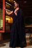 Navy Blue Color Georgette Embroidered Saree