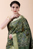 Green Color Digital Printed Tussar Silk Saree
