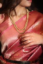 Coral Pink Color Weaving Silk Saree.