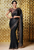 Black Satin crepe saree with swarovski work.