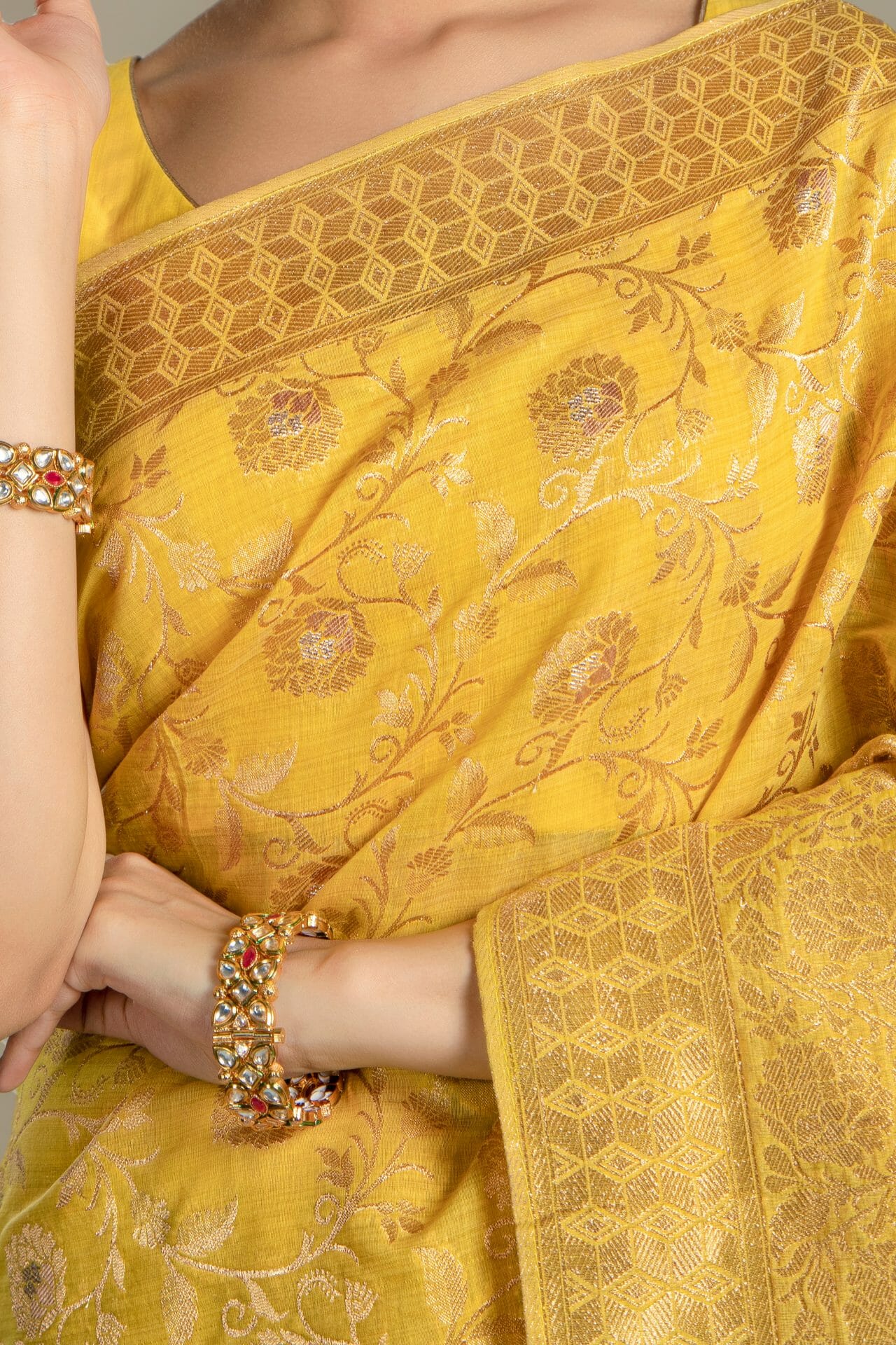 Yellow Chanderi Silk Saree.