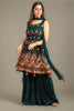 Bottle Green Georgette Peplum Gharara Suit.