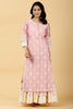 Pink Color Chanderi Embroidered Kurta With Attach Skirt
