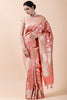 Coral Colour Woven Banarasi Silk Saree