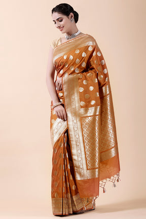 Mustard Colour Banarsi Silk Weaving Saree.