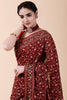 Drak Scarlet Color Embroidered Georgette Saree