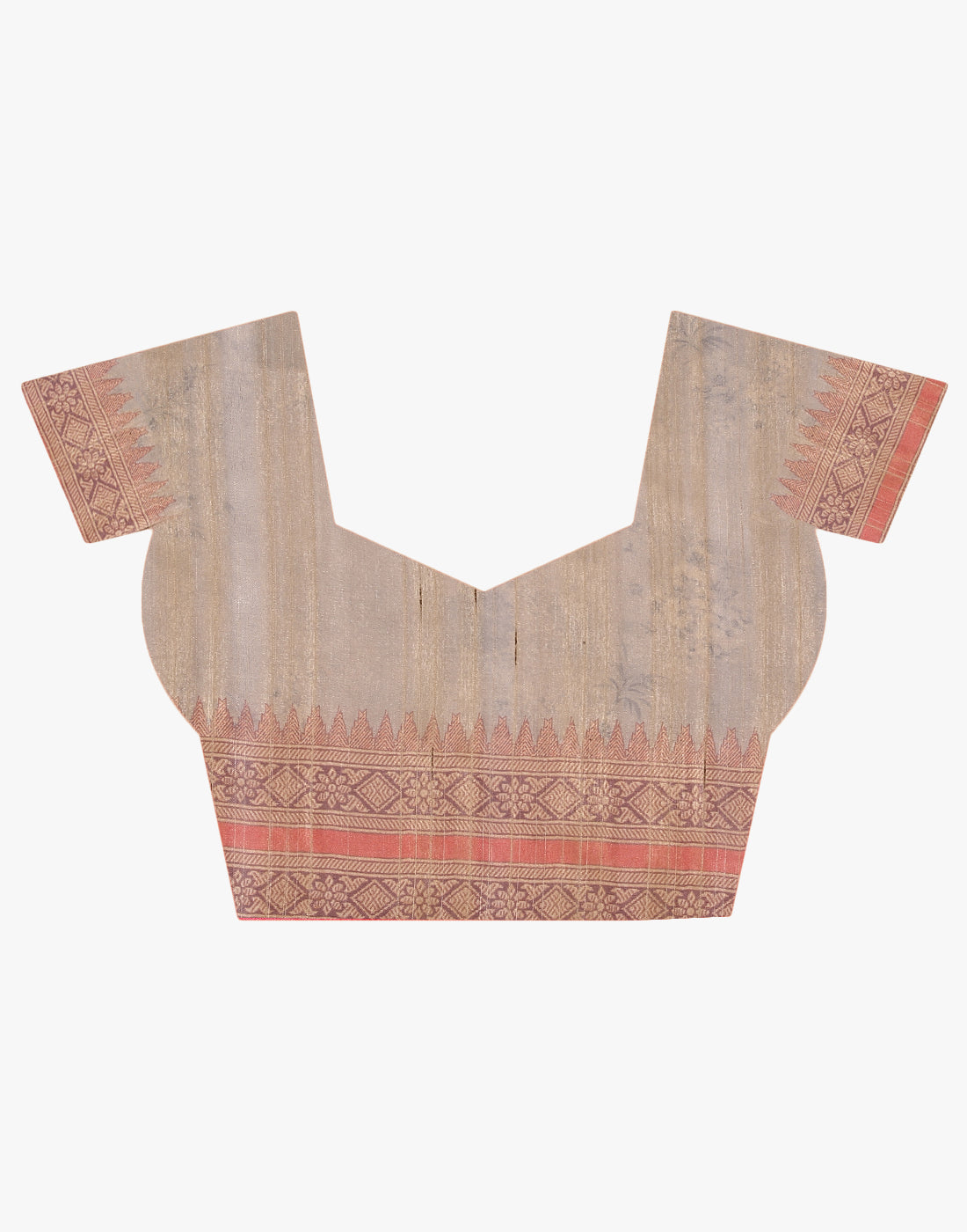 Brown Colour Printed Tussar Silk Saree.