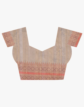 Brown Colour Printed Tussar Silk Saree.