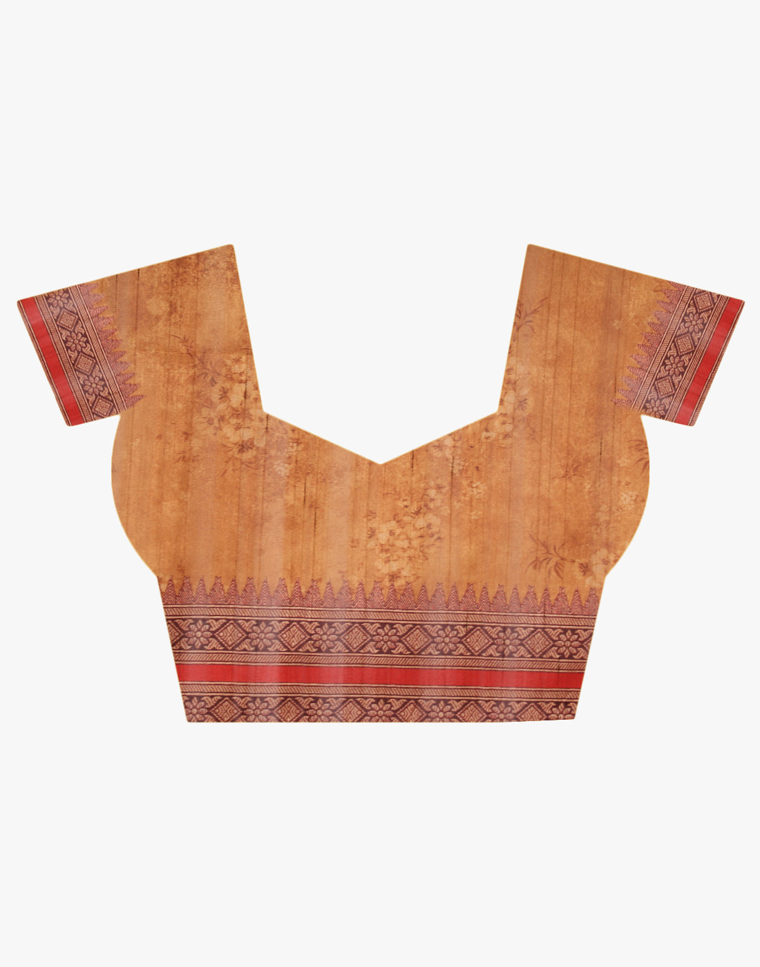 Mustard Colour Printed Tussar Silk Saree.