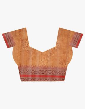 Mustard Colour Printed Tussar Silk Saree.