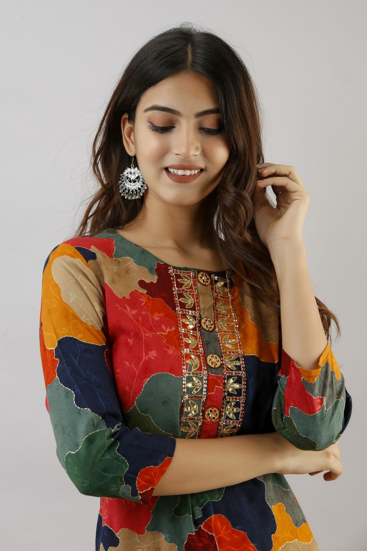 Multi Colour Abstract Print Kurta &amp; Sharara Set.