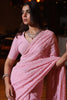 Pink Colour Thread Work Saree.