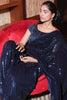 Navy Blue Color Embroidered Georgette Saree