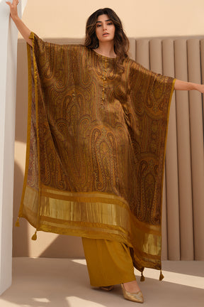 Mustard Color Viscose Silk Unstitched Suit Material