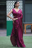 Dark Scarlet Color Satin Swarovski Work Saree