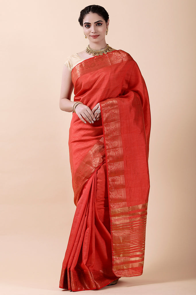 Red Color Silk Saree.