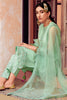 Sea Green Color Net Embroidered Silk Unstitched Suit Material with Embellished Dupatta