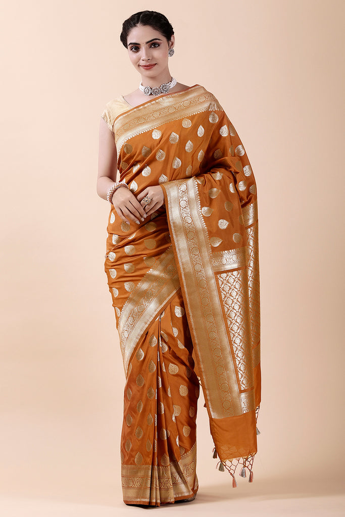 Mustard Colour Banarsi Silk Weaving Saree.