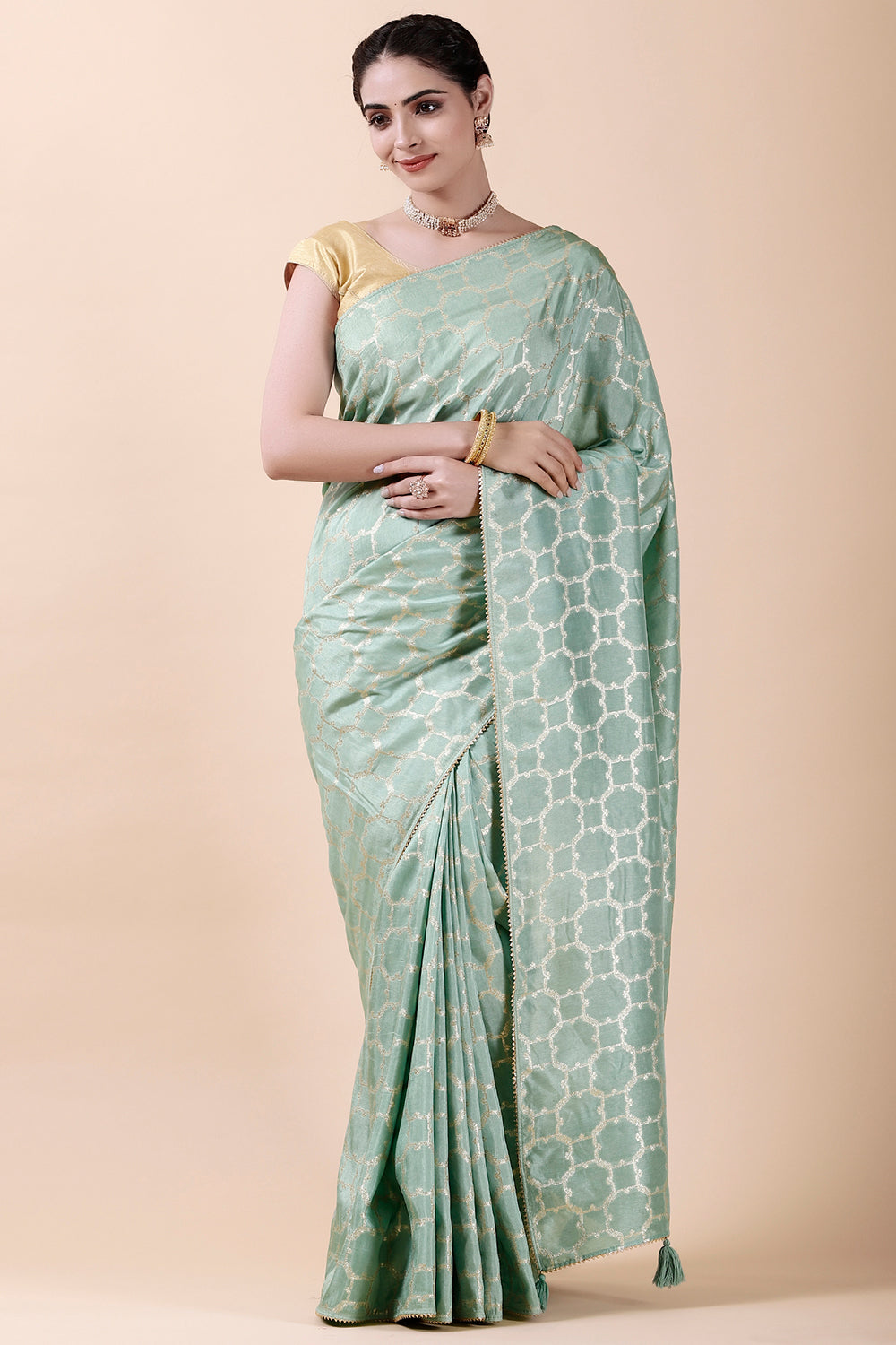 Mint Green Colour Weaving Silk Saree